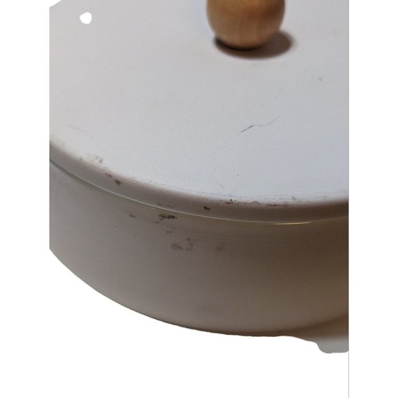 7" x 7" Round Carved Ceramic Box Pink Wood Handle  - Threshold Studio McGee - Picture 5 of 7